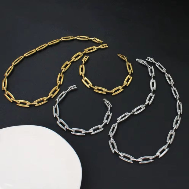 10Mm Wide Gold Silver Color Stainless Steel Jewelry SET Unisex High Quality DIY Chain Accessories Waterproof Low MOQ