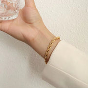 Twisted Rope Chain 18K Gold Stainless Steel Bracelet Femme Ladies