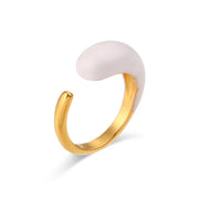 Valentines Day Gift Colorful Enamel Ring Water Drop Open Rings Jewelry Women Gold Plated Stainless Steel Jewelry