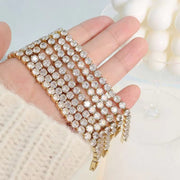 Waterproof Jewelry Stainless Steel 18K Gold Plated Tennis Gypsophila CZ Cubic Zirconia Bracelets Ladies