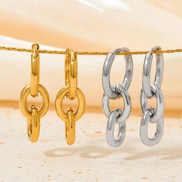 2024 Hip Hop Punk Chunky Cuban Link Chain Long Hanging Aesthetics Bijoux Gold Color Thick Oval Curb Chain Link Drop Earrings