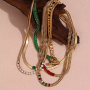 Zircon Beaded Necklace Gold Plated Choker Set Stainless Steel Necklaces Fashion Jewelry Necklaces