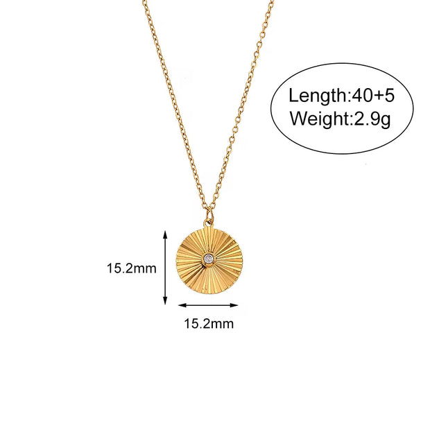 Valentine'S Day Jewelry Engraved Tarot Pendant Necklace 18K Gold Plated Stainless Steel Jewelry Set