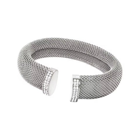 12Mm 16Mm Exquisite Thick Mesh Stainless Steel Jewelry Set Women'S Premium Pierced PVD 18K Plated Chunky Cuff Bracelet
