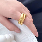 12Mm Thick Chunky Stainless Steel Elastic Bracelet Rings Jewelry Set Men Women Stylish PVD Gold Plated Ornaments