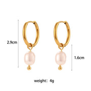 2023 New Design Fresh Water Pearl Hoop Earring 18K Gold Plated Hoop Earring Stainless Steel Tarnish Free Pearl Drop Earrings