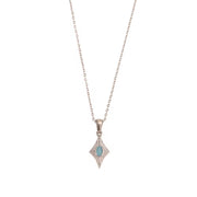 Vintage Engraved Rhombic Colorful Man-Made Opal Pendant Necklace 18K Gold Plated Stainless Steel Necklace Design Jewelry