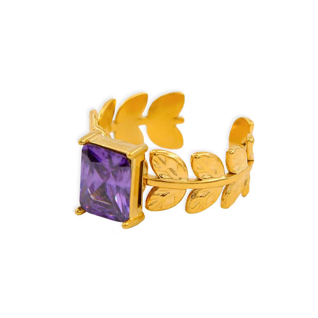 18K Gold Plated Stainless Steel Cubic Zirconia Rings Adjustable Open Shiny Cz Zircon Stone Wedding Band Ring