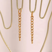 Vintage Dangle Gold Plated Figaro Chain Tassel Drop Earring Tarnish Free Stainless Steel Summer Jewelry