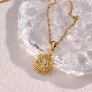 Water Proof Chic Evil Eye Necklace 18K Gold Plated Stainless Steel Zircon Pendant Necklace