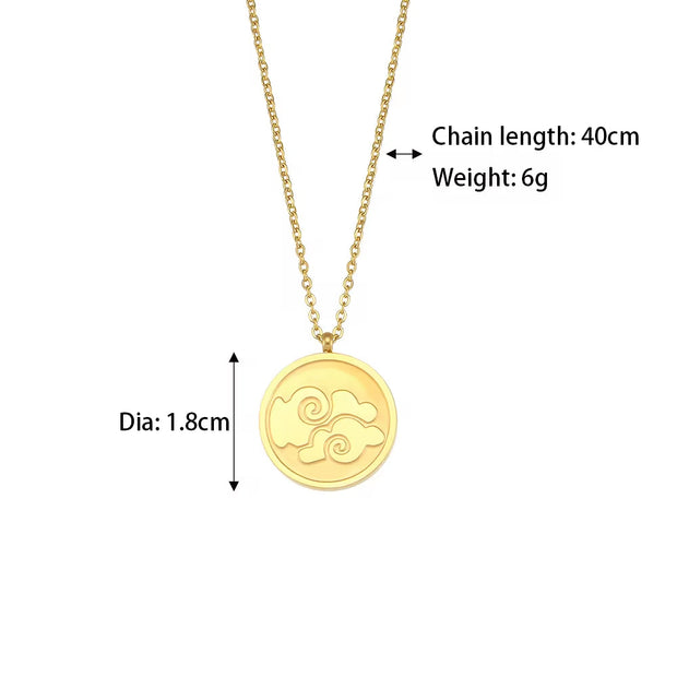 Vintage Jewelry Gold Plated Pendant Necklace Engraved Stainless Steel Jewelry Necklaces Set