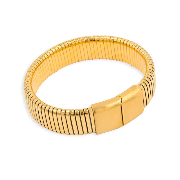 Waterproof 16MM Stainless Steel Elastic Bracelets Fine Jewelry Buckle Bangle Metal Hand Accessories Birthday Gift