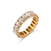 Vintage Baguette Oval Zircon Rings Jewelry Women 18K Gold Plated Stainless Steel Diamond Ring