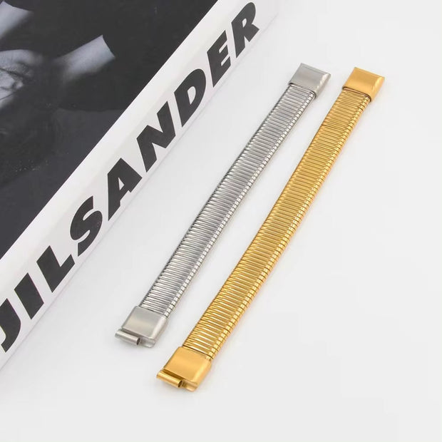 Waterproof 16MM Stainless Steel Elastic Bracelets Fine Jewelry Buckle Bangle Metal Hand Accessories Birthday Gift