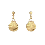 Unique RTS Women Jewelry Shell & Star Drops Stainless Steel Gold Stud Earrings