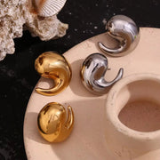 Winding Water Wave Stud Earrings for Women Gold Plated Earrings 316L Stainless Steel Jewelry