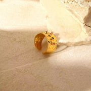 Wholesale Fashion Creative Colorful Zircon Wide Version Jewelry Hand Jewelry Ladies 18K Gold Stainless Steel Ring