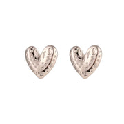 18K Gold Plated Hammered Heart Studs Earrings Tarnish Free Stainless Steel Stud Earrings for Women