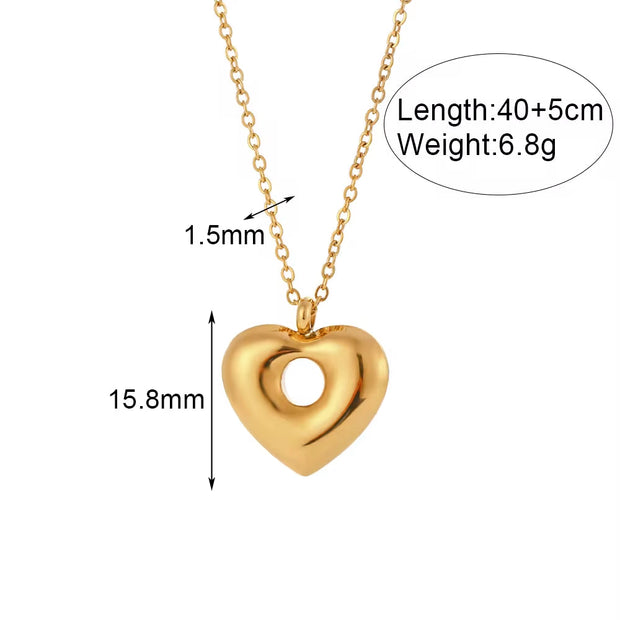 Valentines Day Gift Hollow Out Heart Necklace 18K Gold Plated Stainless Steel Jewelry Couple Necklace