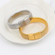 Waterproof 16MM Stainless Steel Elastic Bracelets Fine Jewelry Buckle Bangle Metal Hand Accessories Birthday Gift