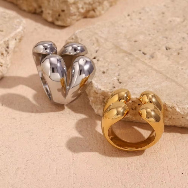 Water Drop Statement Rings for Women Tarnish Free Jewelry Gold Plated Rings for Women Stainless Steel