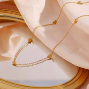 18K Gold Plated Sunburst Heart Shape Chain Choker Necklace Tarnish Free Stainless Steel Necklace
