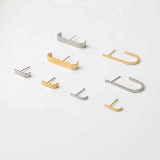 Tarnish Free Stylish J Shape Stud Earrings Cool Design Stainless Steel 18K Gold Plated Designer Earrings