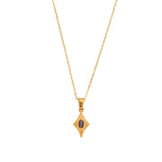 Vintage Engraved Rhombic Colorful Man-Made Opal Pendant Necklace 18K Gold Plated Stainless Steel Necklace Design Jewelry