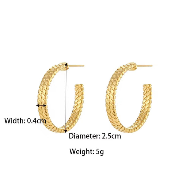 Trendy Snake Hoop Earring 18K Gold Plated Stainless Steel Earrings Ladies Earrings Jewelry
