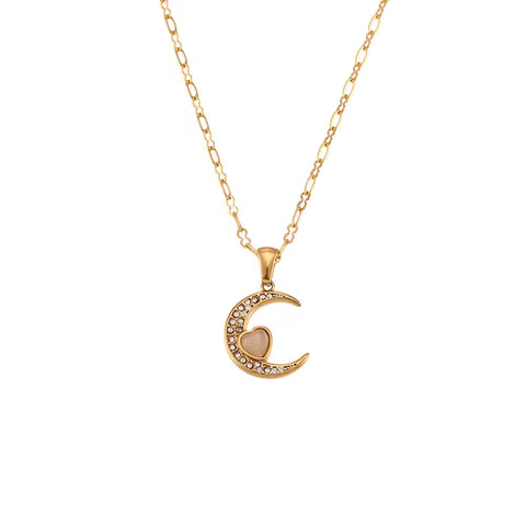 Wholesale Titanium Steel Necklace Set Tarnish Free Jewelry Natural Stone Zircon Pendant Necklace