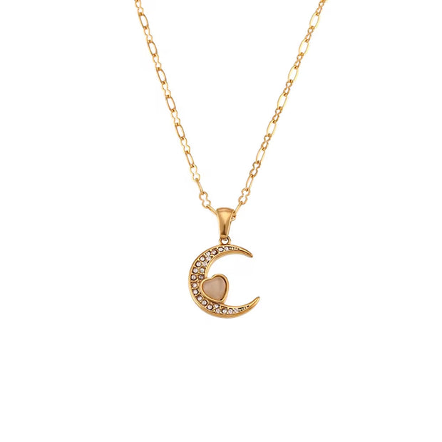 Wholesale Titanium Steel Necklace Set Tarnish Free Jewelry Natural Stone Zircon Pendant Necklace