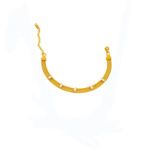Vintage Collar Necklace Stainless Steel 18K Gold Plated Statement Clavicle Chain Mesh Chain Zircon Baguette Choker