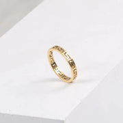 Trendy Stainless Steel Ring Jewelry Waterproof Silver Gold Number Hollow Thin Band Stacking 316L Ring for Women