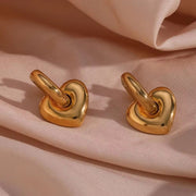 18K Gold Plated Chunky Heart Earring Tarnish Free Stainless Steel Earring Women Jewelry Making Supplies