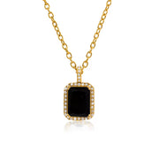 UEENSET Elegant Cubic Square Zircon Stainless Steel Pendant Necklace Charm Women'S Gold Plated Iced Out Neck Jewelry Waterproof