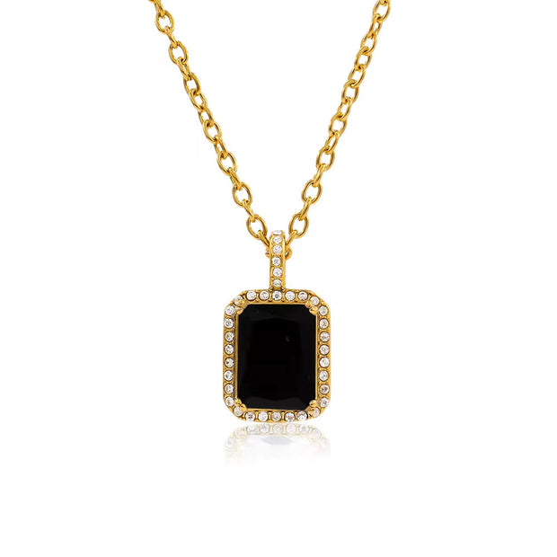UEENSET Elegant Cubic Square Zircon Stainless Steel Pendant Necklace Charm Women'S Gold Plated Iced Out Neck Jewelry Waterproof