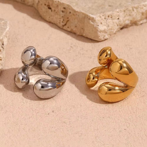 Water Drop Statement Rings for Women Tarnish Free Jewelry Gold Plated Rings for Women Stainless Steel