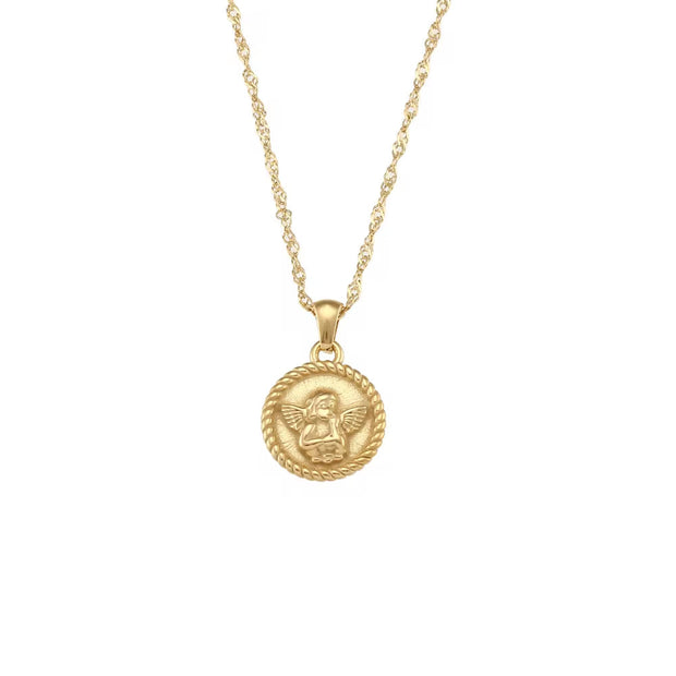 Vintage Jewelry Gold Plated Pendant Necklace Engraved Stainless Steel Jewelry Necklaces Set