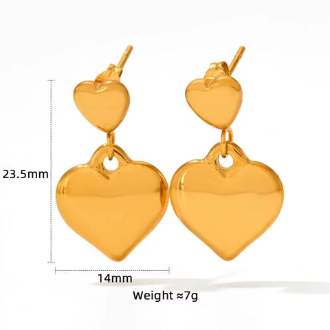 18K Gold Plated Chunky Heart Earring Tarnish Free Stainless Steel Earring Women Jewelry