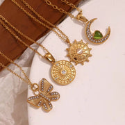 Wholesale Titanium Steel Necklace Set Tarnish Free Jewelry Natural Stone Zircon Pendant Necklace