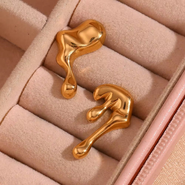 Waterproof Jewelry 2023 Melting Style Stainless Steel Stud Earrings for Women Summer Jewelry