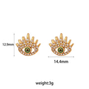 Vintage Zircon Evil Eye Stud Earring for Women 18K Gold Plated Stainless Steel Fashion Jewelry Earrings