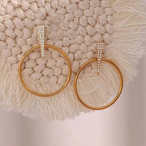 18K Gold Plated Statement Earrings 2024 Micro Pave Zircon Stud Earring Tarnish Free Hoop Earring