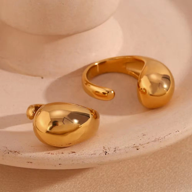 Water Drop Statement Ring 18K Gold Plated Stainless Steel Jewelry Tarnish Free Accesorios Mujer