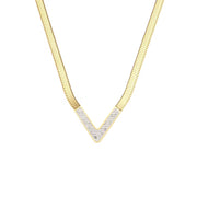 Tarnish Free V Shape Snake Chain Choker Necklace 18K Gold Plated Stainless Steel Chain Necklace