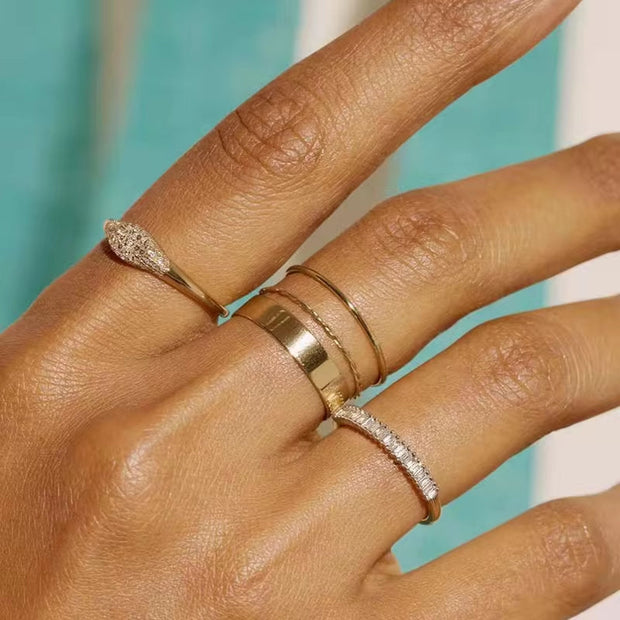 18K PVD Gold Plated Stainless Steel Ins Jewelry Waterproof Fashion Rope Cross Stripe Ring