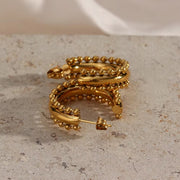 Waterproof Non Tarnish Bohemia Gold Plated Stainless Steel Hoop Earring New Stainless Steel Jewellery Party