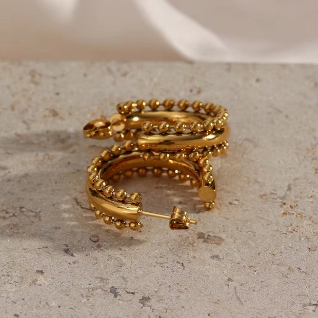Waterproof Non Tarnish Bohemia Gold Plated Stainless Steel Hoop Earring New Stainless Steel Jewellery Party
