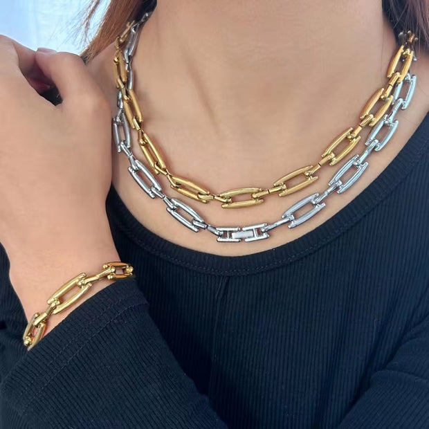 10Mm Wide Gold Silver Color Stainless Steel Jewelry SET Unisex High Quality DIY Chain Accessories Waterproof Low MOQ