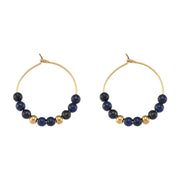 Vintage Natural Stone Earring Beaded Gold Plated Stainless Steel Hoop Earring Handmade Beaded Earrings